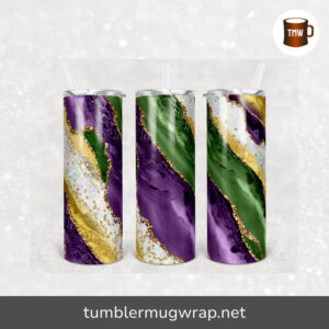 Agate Milky Way Mardi Gras Gold Sublimation, 20oz Skinny Tumbler Wrap
