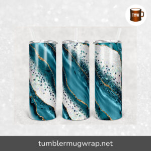 Agate Milky Way Teal Gold Sublimation, 20oz Skinny Tumbler Wrap