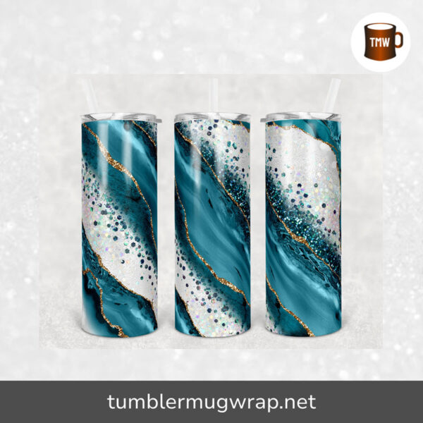 Agate Milky Way Teal Gold Sublimation, 20oz Skinny Tumbler Wrap
