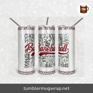 Baseball Sublimation, 20oz Skinny Tumbler Wrap
