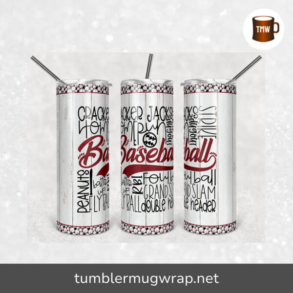 Baseball Sublimation, 20oz Skinny Tumbler Wrap