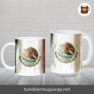 Cactus Sunflower Mexican Flag Sublimation, 11oz and 15oz Mug Wrap