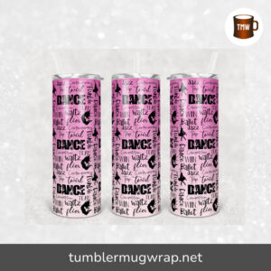 Cheer Ombre Pink Glitter Dancing Sublimation, 20oz Skinny Tumbler Wrap