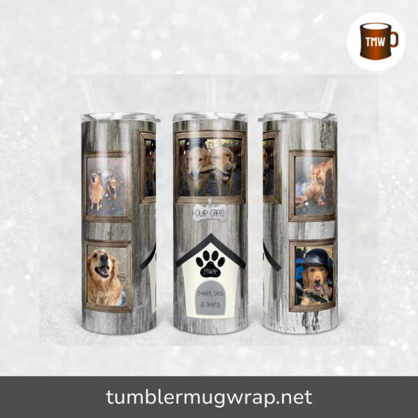 Dog Picture Frame Sublimation, 20oz Skinny Tumbler Wrap