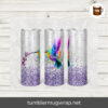 Faux Glitter Hummingbird Sublimation, 20oz Skinny Tumbler Wrap