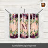 Floral Peach and Maroon Sublimation, 20oz Skinny Tumbler Wrap