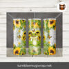 Frog Sunflower Butterflies Sublimation, 20oz Skinny Tumbler Wrap