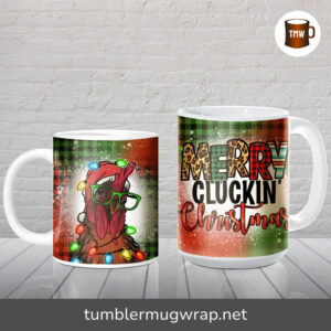 Merry Cluckin' Christmas Rooster Sublimation, 11oz and 15oz Mug Wrap