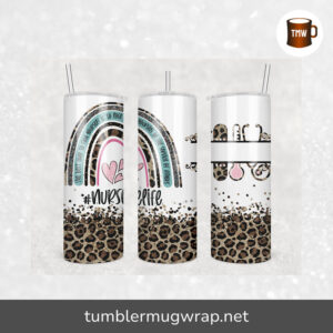 Rainbow Leopard Nurse Life Sublimation, 20oz Skinny Tumbler Wrap