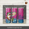 Rainbow Trout Fishing Pink Glitter Sublimation, 20oz Skinny Tumbler Wrap