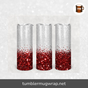 Red Glitter Confetti Sublimation, 20oz Skinny Tumbler Wrap