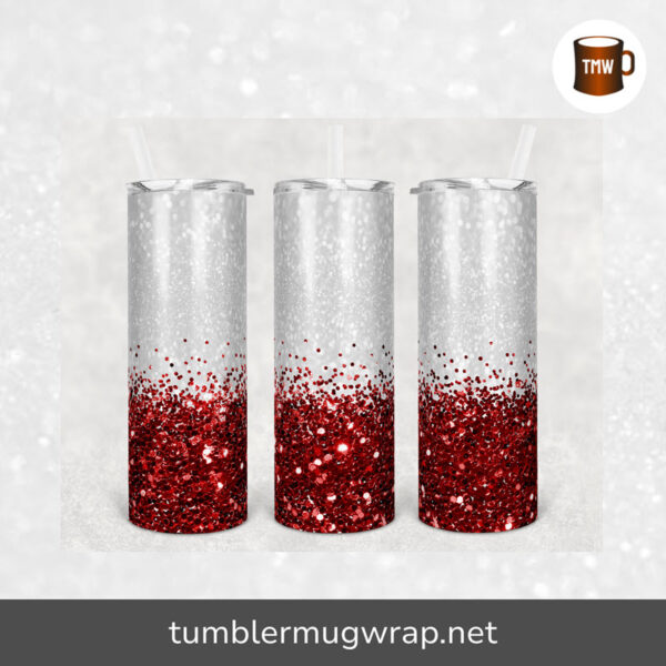 Red Glitter Confetti Sublimation, 20oz Skinny Tumbler Wrap