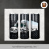 Semi Truck Diamond Plate Sublimation, 20oz Skinny Tumbler Wrap