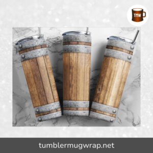 Whiskey Barrel Sublimation, 20oz Skinny Tumbler Wrap