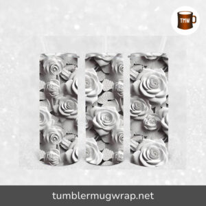 White Rose Sublimation, 20oz Skinny Tumbler Wrap