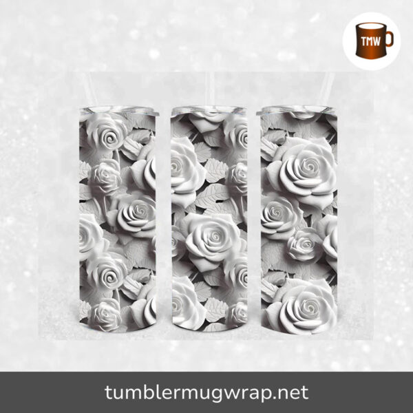 White Rose Sublimation, 20oz Skinny Tumbler Wrap