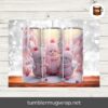 3D Cute Pink Snowman Sublimation PNG, 20oz Skinny Tumbler Wrap