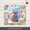 3D Cute Winter Pig Sublimation PNG, 11oz 15oz Mug Wrap