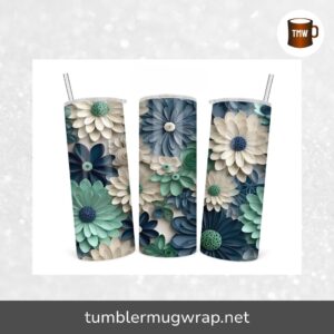 3D Flowers Template, 20oz Skinny Tumbler Wrap