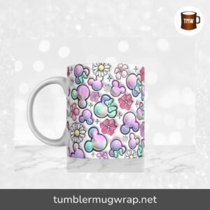 3D Mouse Cotton Candy Mug Wrap Sublimation, Puffy Cartoon PNG for 11oz & 15oz Mugs