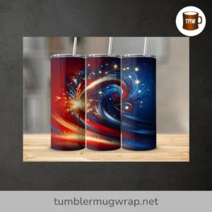 4th of July Firework Tumbler Wrap, Patriotic 20oz Skinny Tumbler Sublimation Design