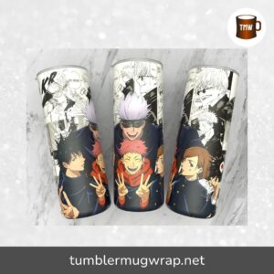 Anime Manga Collage 20oz Skinny Tumbler Wrap, Straight Sublimation Design
