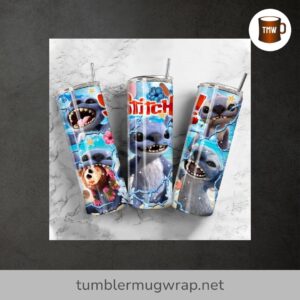 Blue Monster 20oz Tumbler Wrap, Cartoon Character Skinny Tumbler Sublimation PNG