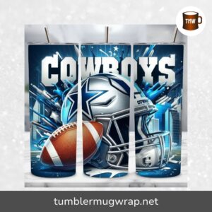 Cowboys 20oz Tumbler Wrap PNG, Sports Mascot Skinny Tumbler Sublimation