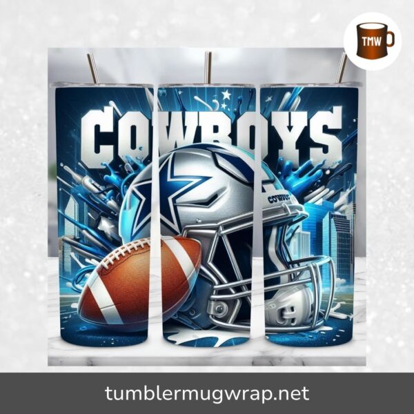 Cowboys 20oz Tumbler Wrap PNG, Sports Mascot Skinny Tumbler Sublimation