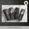 Gothic Skull & Rose Tumbler Wrap, 20 oz Sublimation Design