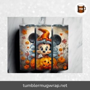 Halloween Baby Minnie Pumpkin PNG, 20oz Tumbler Wrap