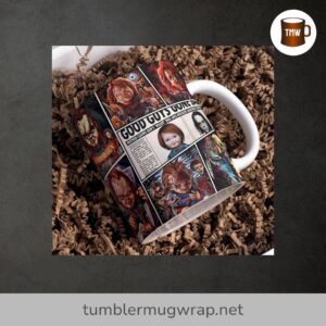 Horror Killer Doll Mug Wrap PNG, Scary Sublimation Design for 11oz & 15oz Mugs