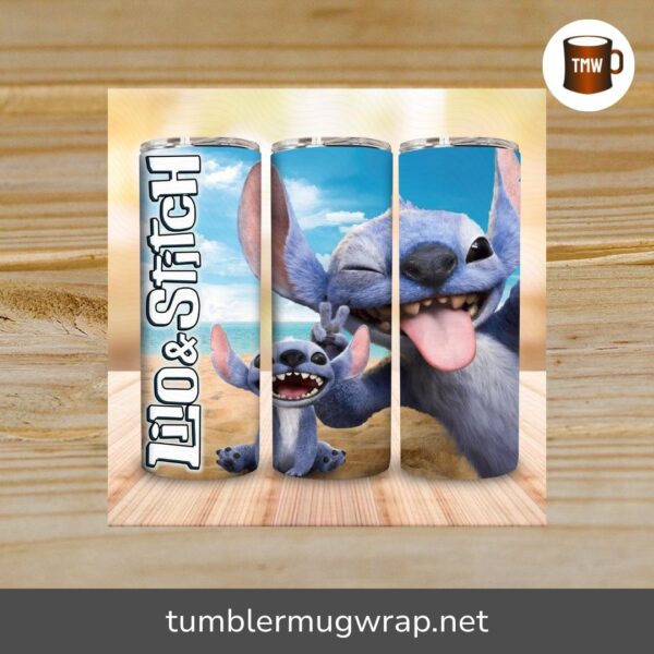 Lilo & Stitch Inspired Tumbler Wrap, Blue Monster 20oz Skinny Tumbler PNG
