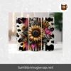 Sunflower Cow Print Tumbler Wrap PNG, 20oz Skinny Tumbler Sublimation Design