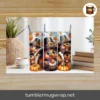 Thanksgiving Turkeys 20oz Skinny Tumbler Wrap, Cute Fall Sublimation PNG Design