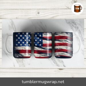 USA American Flag 15oz Mug Sublimation PNG