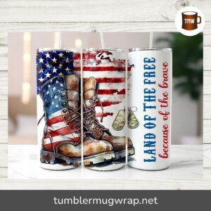 Veteran Memorial Day 20oz Tumbler Wrap PNG, American Flag Sublimation Design