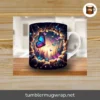 3D Neon Butterfly Hole in Wall Mug Wrap PNG, 11oz & 15oz Sublimation Design