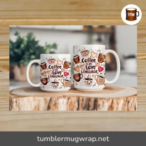 Coffee Is My Love Language PNG, 11oz & 15oz Mug Wrap Sublimation Design