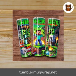 Game Characters Straight and Tapered Tumbler Wrap PNG, 20oz Skinny Tumbler Design with Cartoon Characters