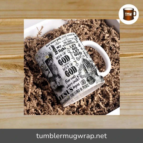 Man Of God 11 oz Mug Sublimation Design PNG File, Religious Bible Verse 11oz Mug