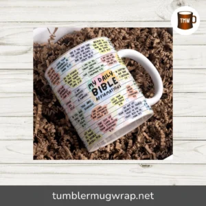 My Daily Bible Affirmations Mug Wrap, 11oz & 15oz Christian Sublimation PNG, Religious Faith-Based Mug Design