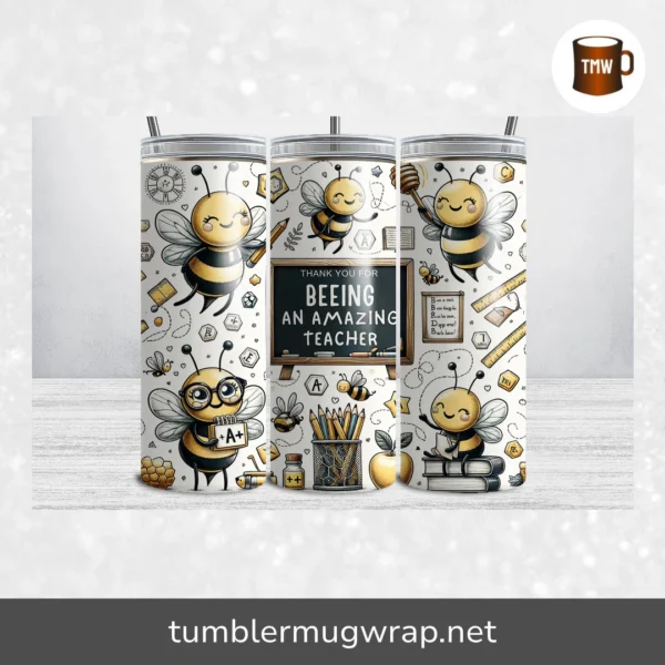 Thank You for Beeing an Amazing Teacher Tumbler Wrap, 20oz Skinny Sublimation Design PNG