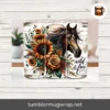 Wild & Free Boho Horse 20oz Tumbler Wrap, Farm Animal Sublimation PNG, Ranch Style Skinny Tumbler Design